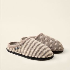 Garnet Hill (made by Haflinger) Shirley Dot-and-Stripe Slippers NWOT